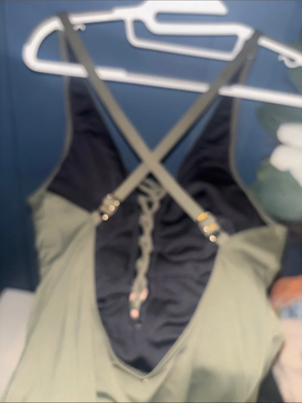 Michael Kors Olive Green Lace-Up V-Neck Women’s One Piece Swimsuit